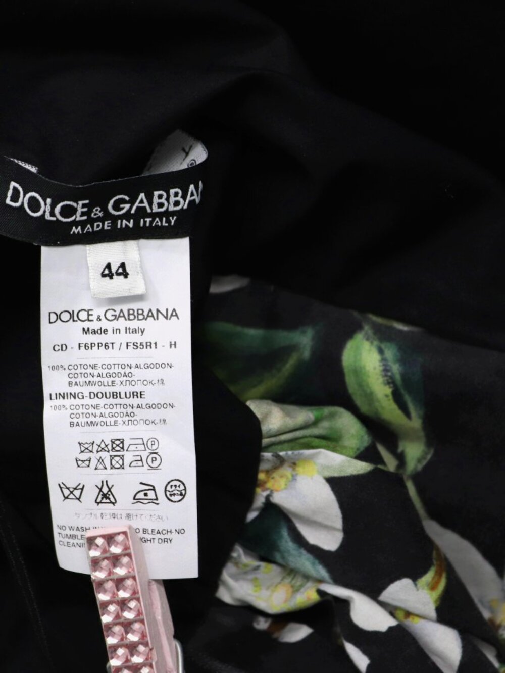 Dolce & Gabbana Size 44 Dress Black Green Floral Orange Blossom Midi Dress - Picture 9 of 16